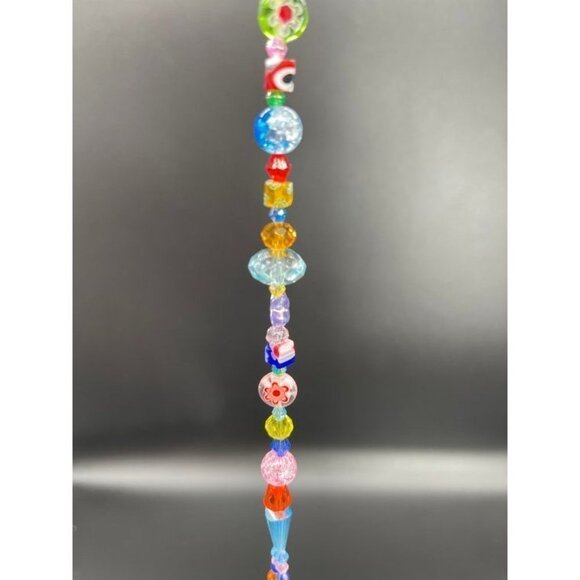 Handmade Beaded Suncatcher - Multicolored - Turquoise Glass Bulb - Hanging Decor - Picture 5 of 10